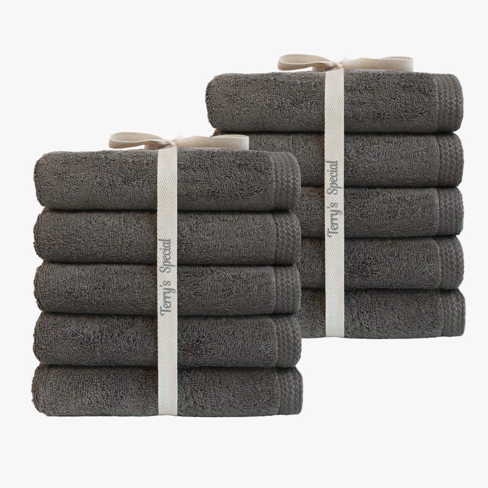テリースペシャル 200g シャルロッテ ホテルタオル 10枚 (マットグレー) タオルセット タオル 洗面タオル 輪