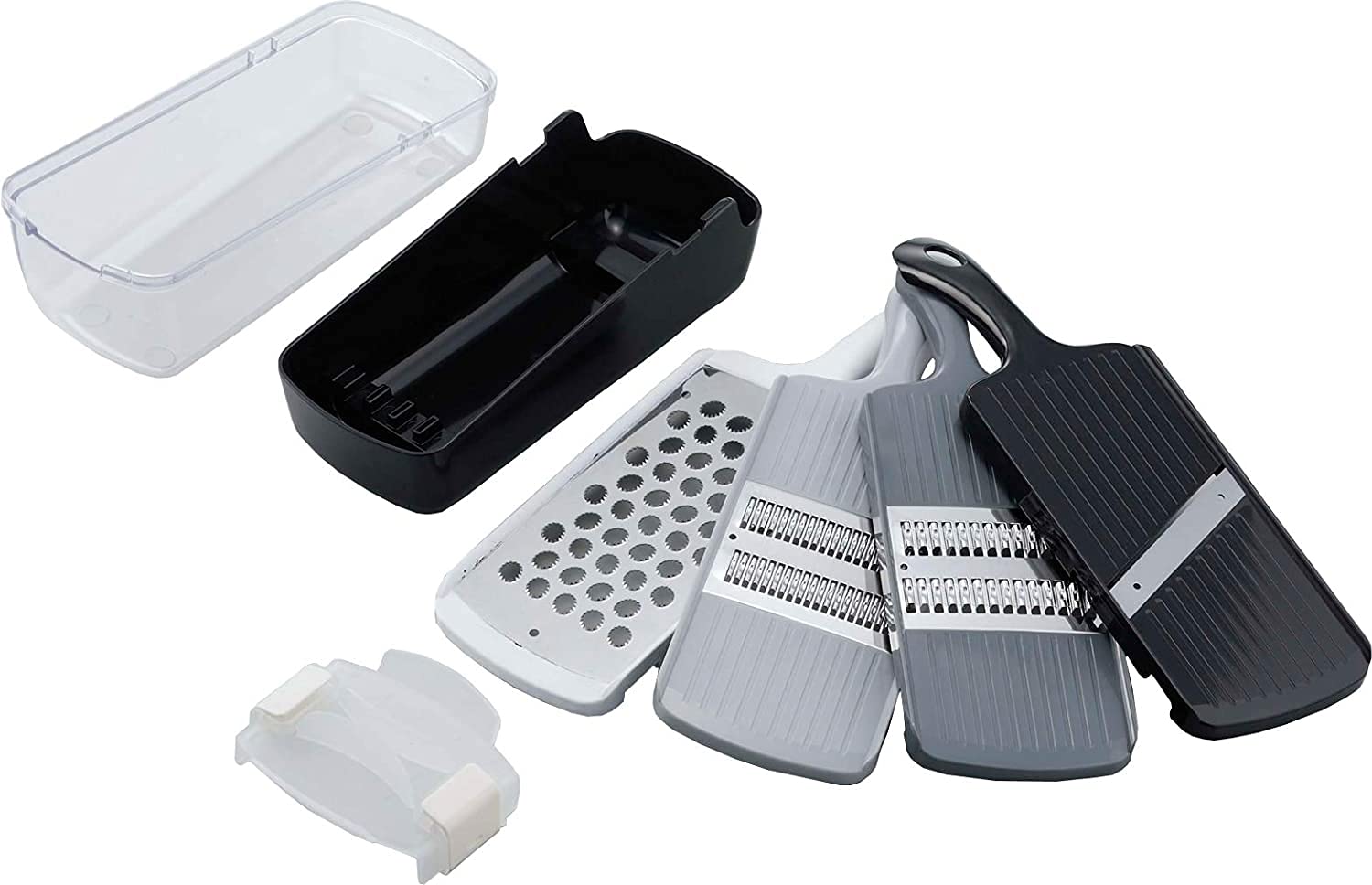 【全国送料無料】 下村企販 [越匠] 切れ味鋭い4種の スライサーセット 【日本製】 時短調理できる両刃仕様 2種類のおろしが作れる コンパクト収納 スライス/千切り/細千切り/おろし 野菜カッター