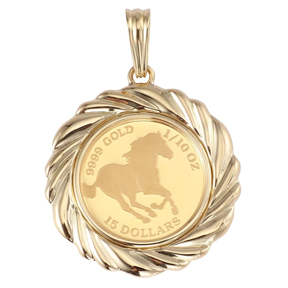 純金 K24 ホース 馬 1/10oz 金貨 コイン ペンダントトップ デザイン枠 新品 82,445円