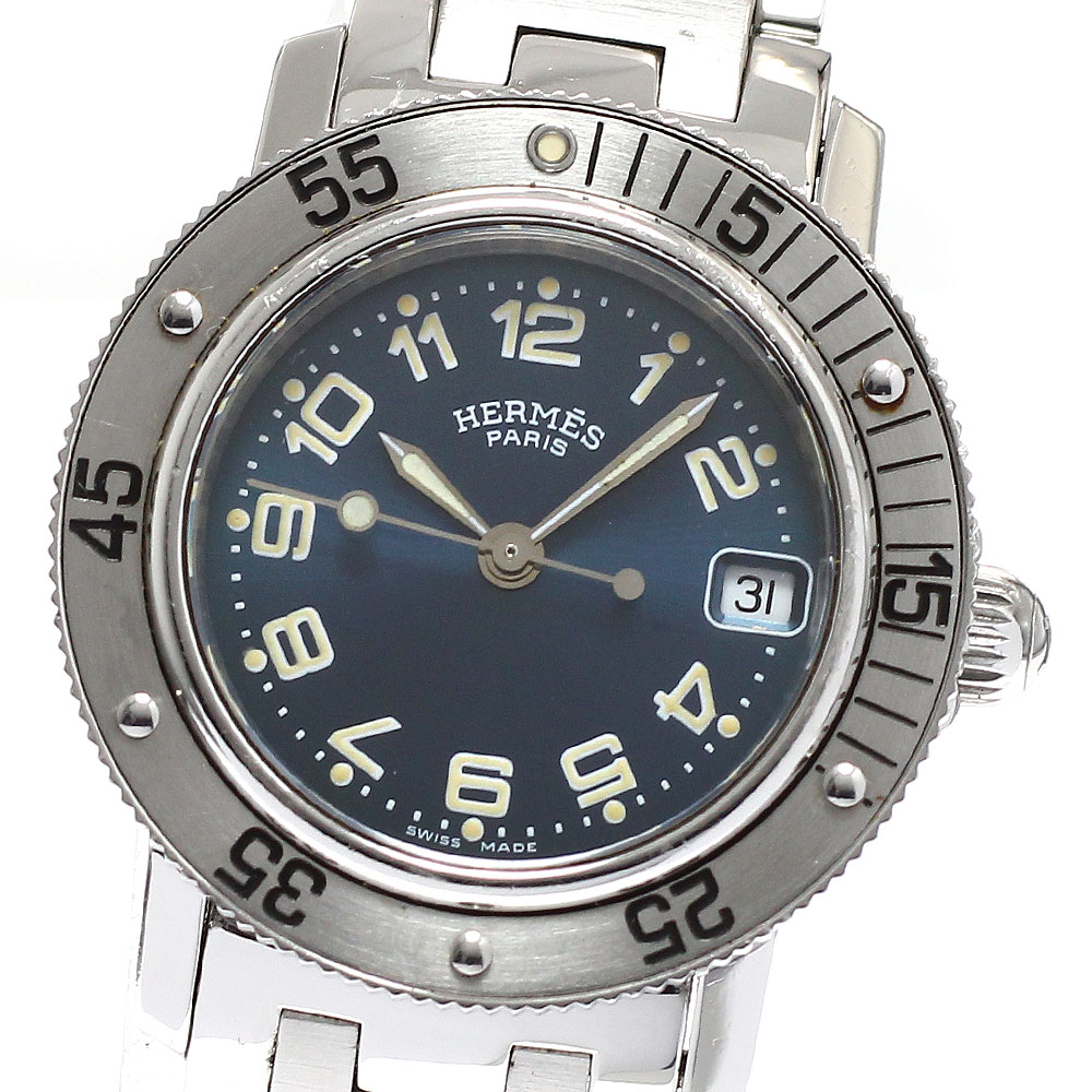 エルメス HERMES CL5.210 クリッパー ダイバー デイト クォーツ レディース _912153【中古】