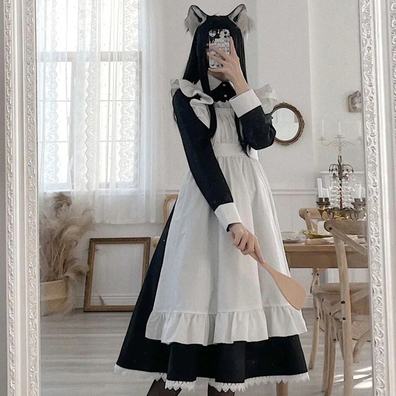 メイドの大判長身の男女装した男ロリータアニメCOS女中服コスプレ女装ヨーロッパ版