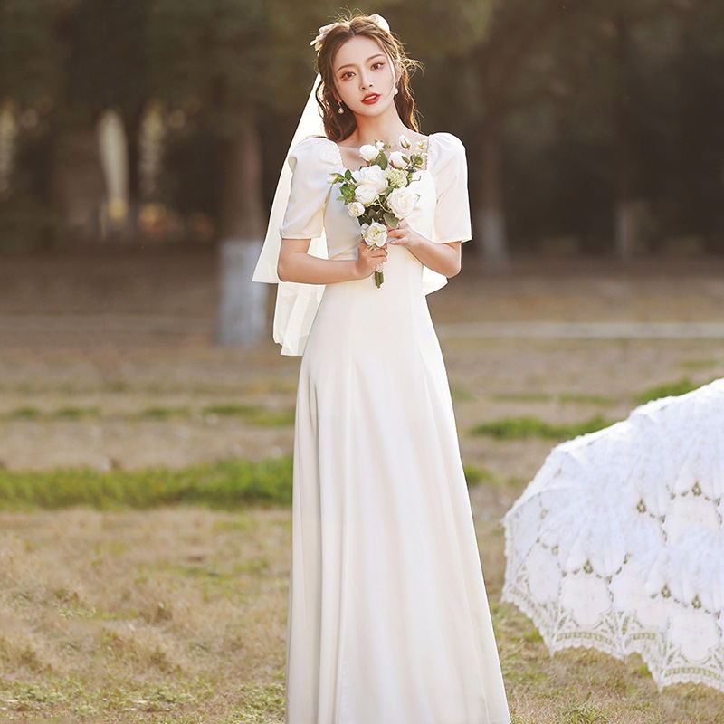 白いドレス2025秋と冬の登録誕生日パーティードレス毎日の旅行写真ドレス 5,331円