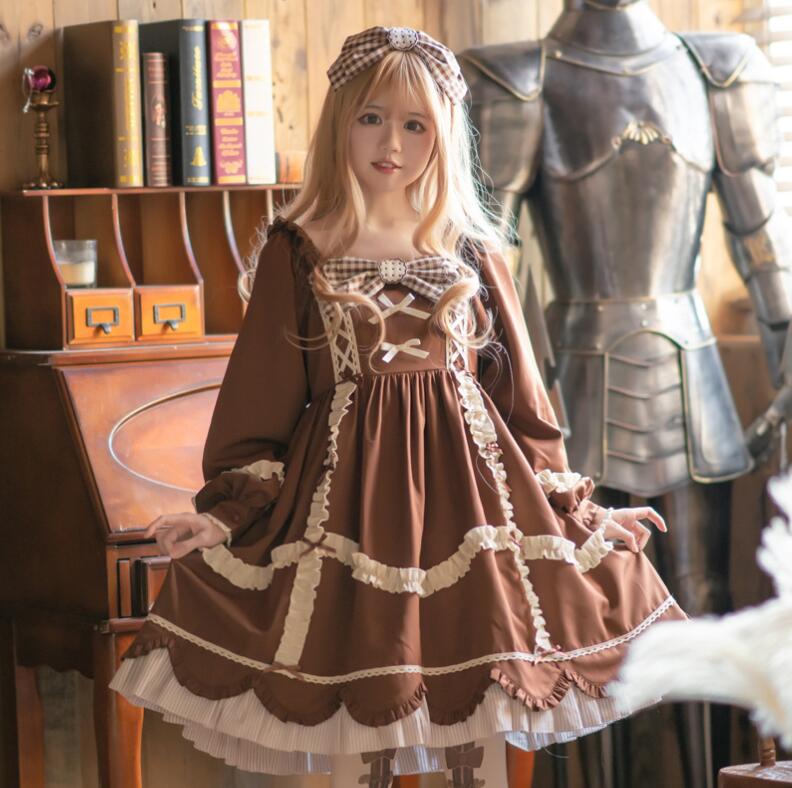 長袖ワンピース ロリータワンピース 可愛いロリータ服 プリンセスドレス 可愛いワンピース リボン フリル パーティードレス フレアワンピース 大人コスチューム ゴスロリ ハロウィン コス