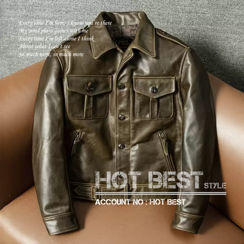 カウハイド イギリス軍 P37タイプ アイゼンハワージャケット ギフト メンズ 革ジャン WW2 ショート 染料仕上げ 牛革