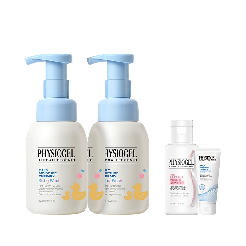 フィジオゲルDMTベビーウォッシュ300ML 2個+レッドスーディングジェントルフォーミングジェル55ml +リジェネラティブクリーム10mlプレゼント