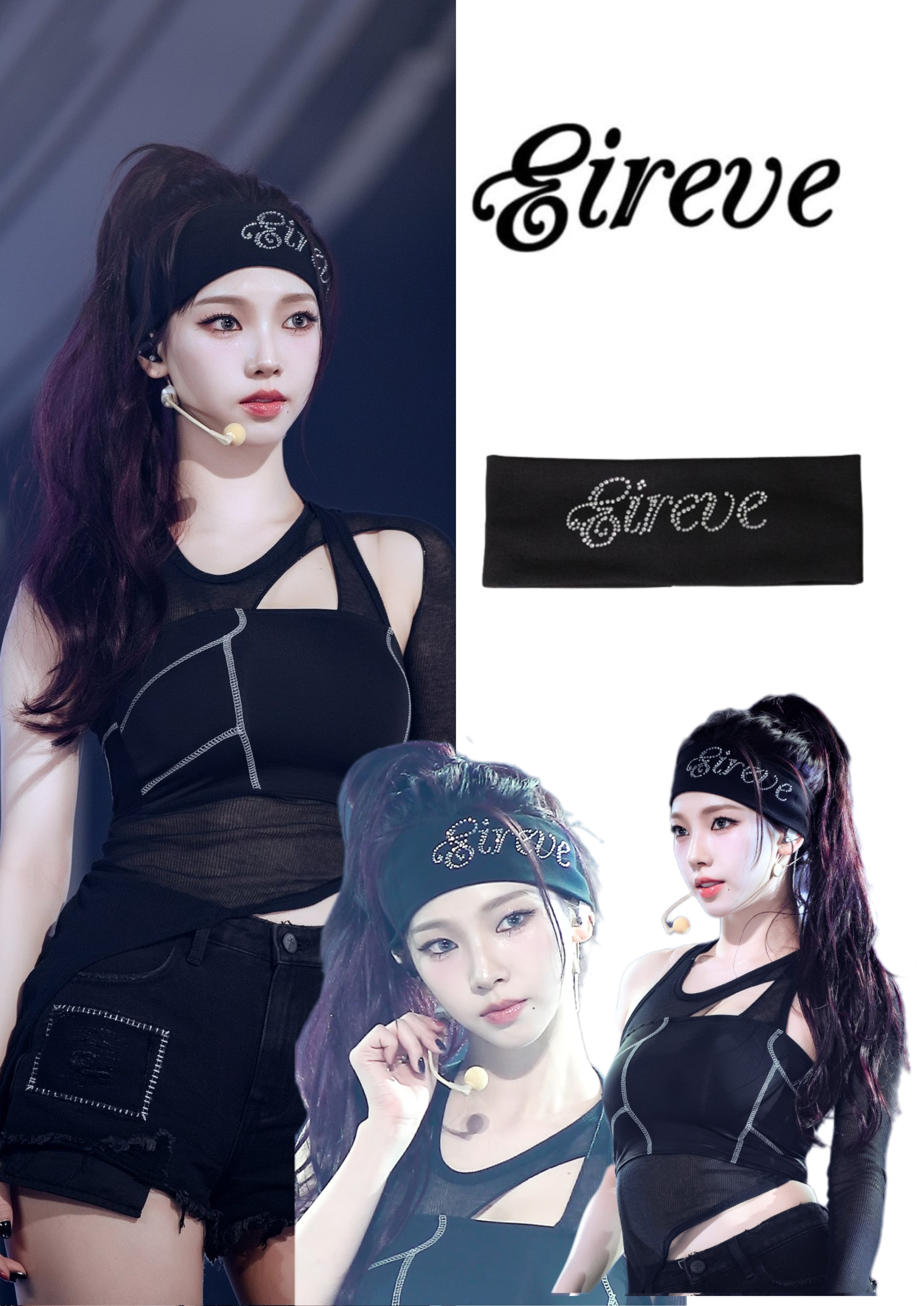 aespa カリナ karina着用 LETTERING HAIR BAND (BLACK)