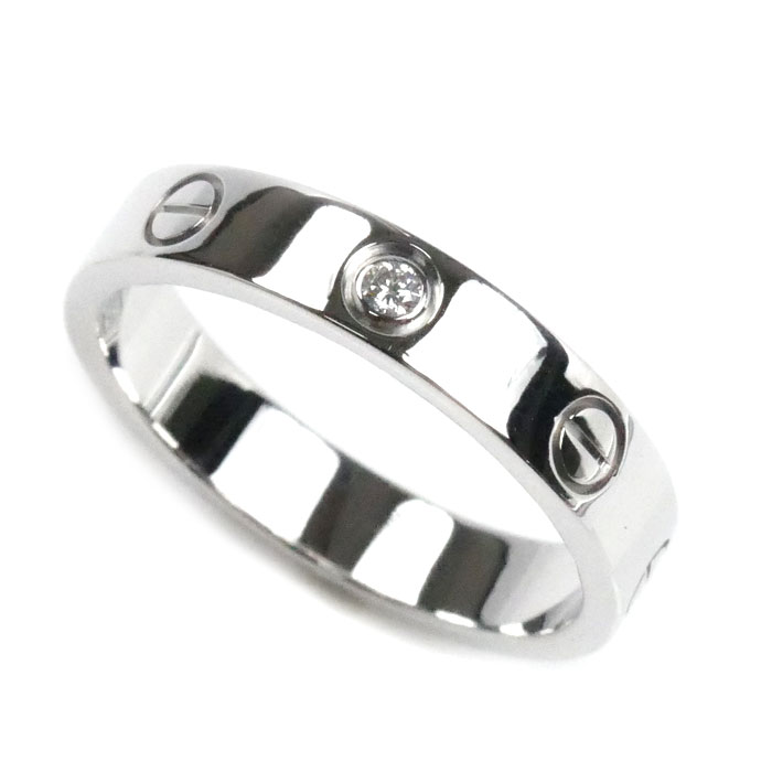 CARTIER カルティエ K18WG ホワイトゴールド ミニラブ 1P ダイヤ リング・指輪 B4050554 ダイヤモンド 14号 54 4.8g レディース 中古 美品