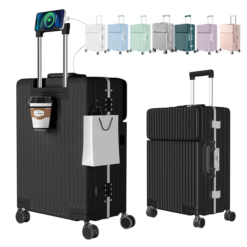スーツケース キャリーケース ストッパー付き 機内持ち込み キャリーバッグ 携帯スタンド USBポート付き カップホルダー付き 隠しフック機能 超軽量 耐衝撃 ダブルキャスター アルミフレーム 7,674円