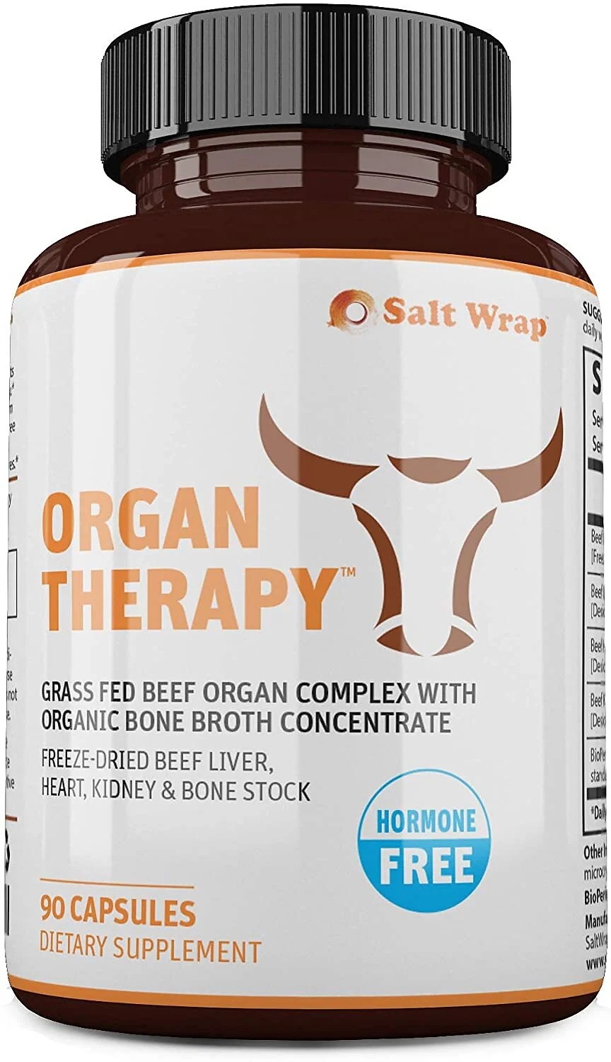 臓器療法 - 有機骨スープ濃縮物(バイオペリン入り牛肉肝臓心臓腎臓骨スープカプセル)90カプセル入り