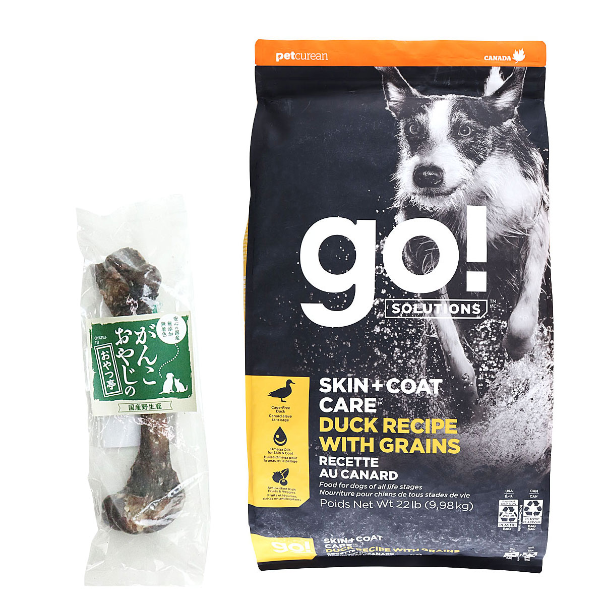GO! ゴー ソリューションズ 皮膚+被毛ケア 全粒穀物 ダック 9.98kg【国産鹿レッグボーン 1本Mサイズ付き】ドッグフード