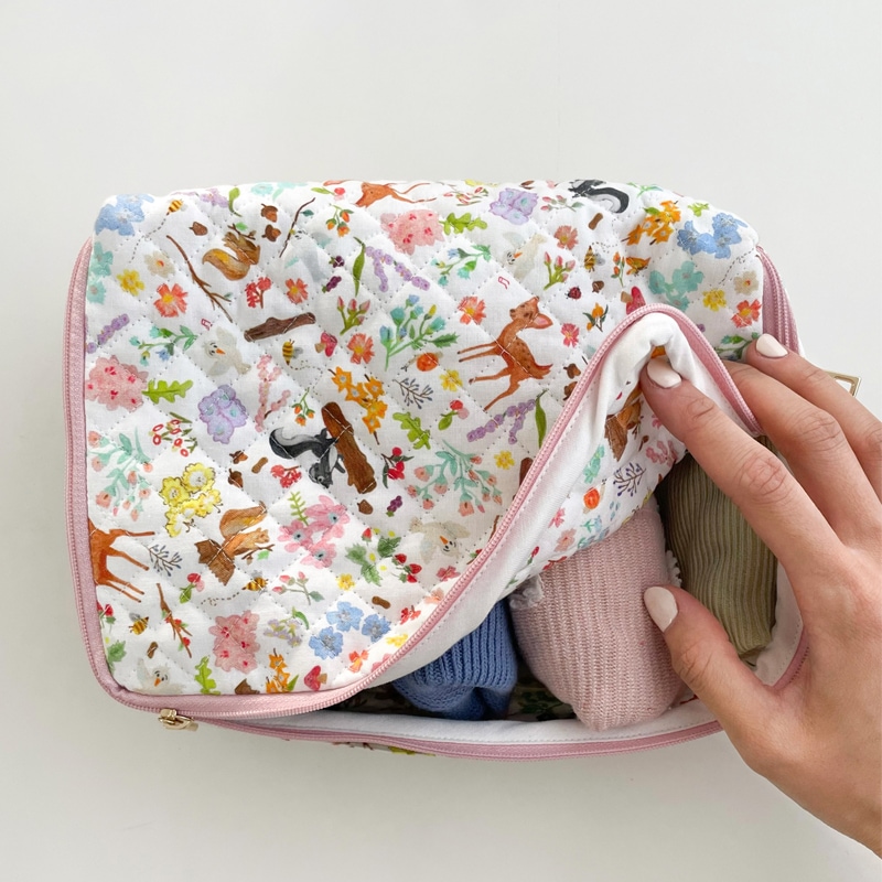 リトルフォレスト キルティングポーチ ラージ 化粧品ポーチ 旅行ポーチ おむつポーチ