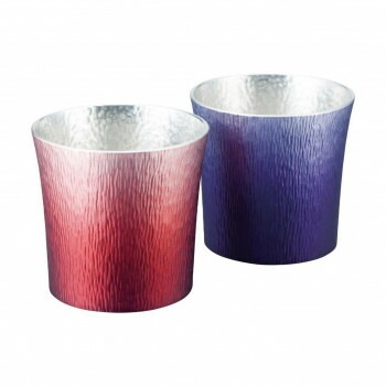 大阪錫器 錫製タンブラー310ml2客セット 24-2-1N2P 赤/紫 4112-065