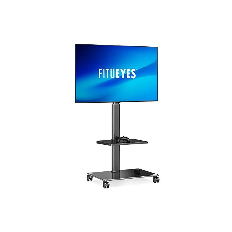 FITUEYES テレビスタンド 3260インチ対応 キャスター付き 二段 高さ角度調節可能 移動式 ブラック TT206002GB