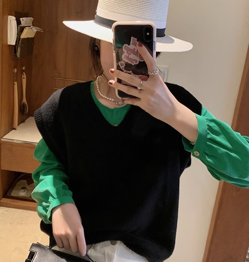 トップス デート モテアイテム ニットベスト Vネック ウール ノースリーブ コットン 大人可愛い きれいめ 上品 おしゃれ かっこいい 大人可愛い ラブリー キュート ガーリー クール モード系