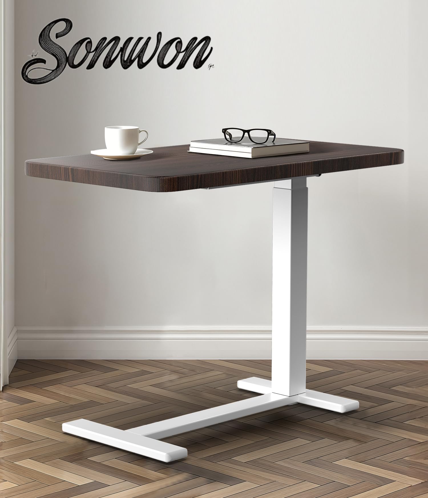 サイドテーブル 介護テーブル 昇降式 キャスター付き 64～102cm 高さ調整可能 耐荷重30KG 横60 奥行40 サイドデスク ベッド ソファー リビングル 在宅勤務