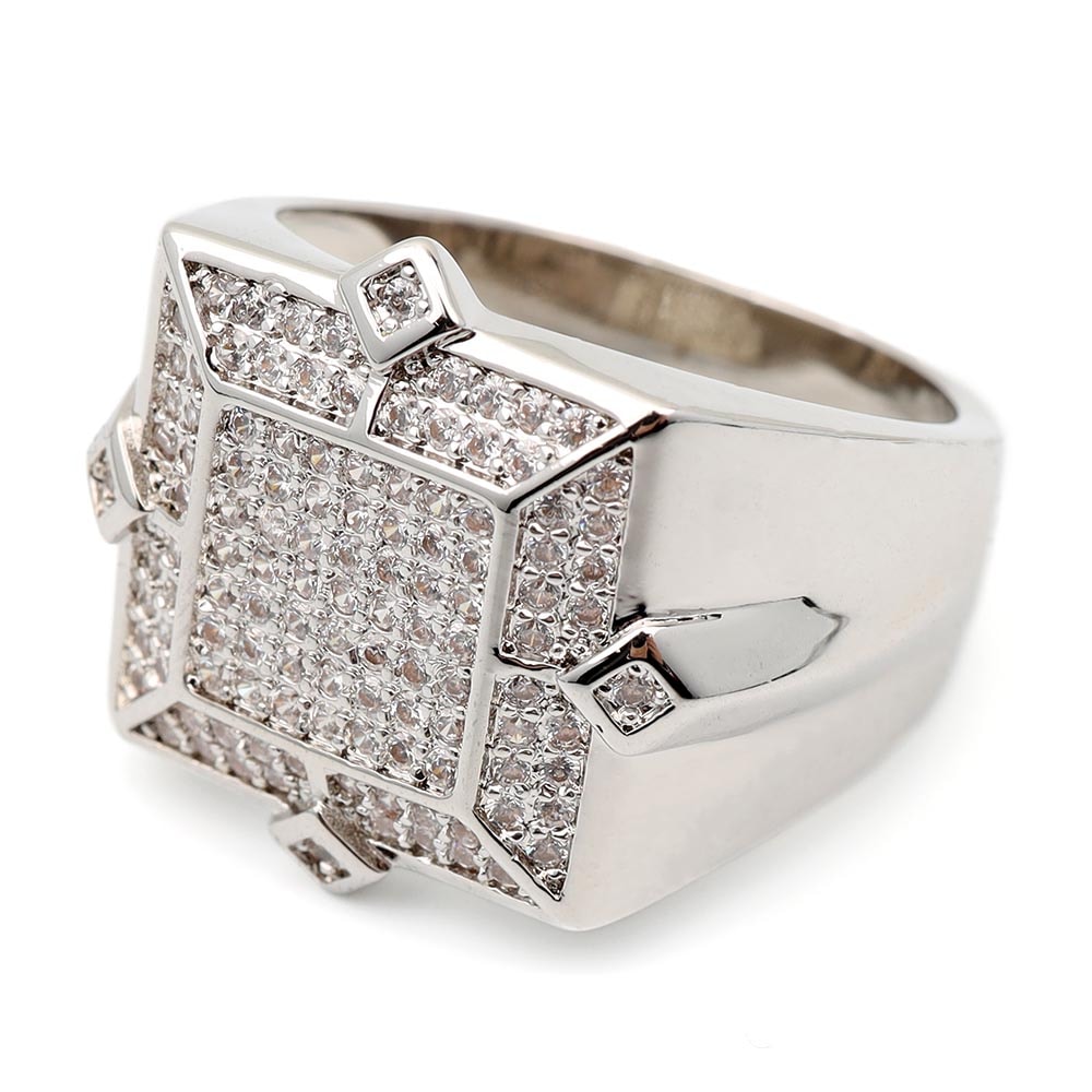 パヴェCZスクエア印台リング [r291-silver]