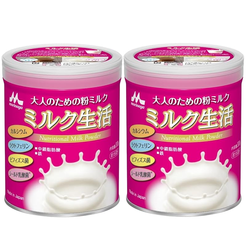 【Amazon.co.jp限定】 森永乳業 大人のための粉ミルク ミルク生活 300g×2缶セット [約30回分] 栄養補助食品 健康サポート6大成分
