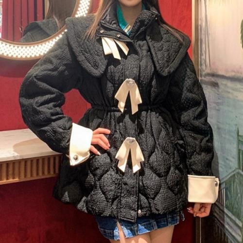 【限定オファー】アウター ダウンジャケット 中綿 韓国 ゆめかわいい やみかわいい お嬢様系 無地 スタンドカラー 秋 冬 長袖 ミドル丈 ショート丈 ガーリー おしゃれ 可愛い オルチャン リボン