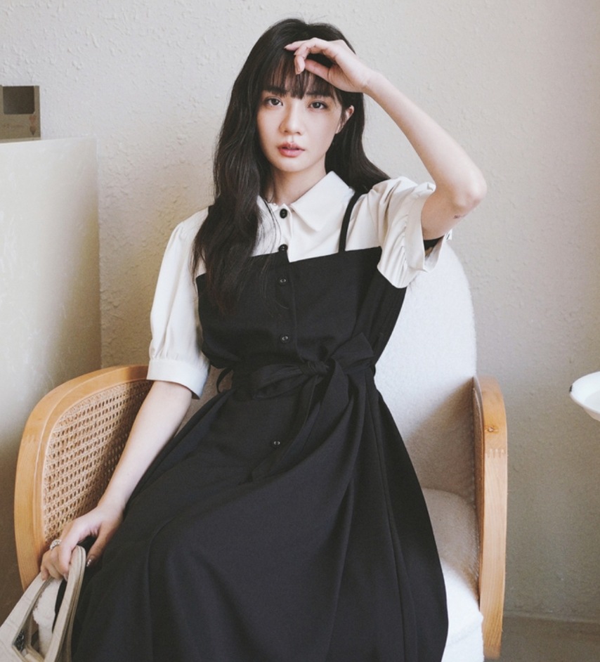 ワンピース デート モテアイテム レイヤードワンピース フレア Aライン コットン 可愛い きれいめ 上品 おしゃれ かっこいい 可愛い ラブリー キュート ガーリー クール モード系