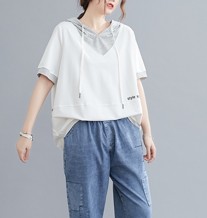 トップス デート パーカー 半袖 フード付き コットン 可愛い きれいめ 上品 おしゃれ かっこいい 可愛い ラブリー キュート ガーリー クール モード系 セクシー エレガント 存在感