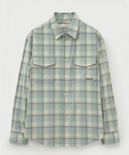 SATUR公式 RIIZEPICK! チェックシャツ Corduroy Checkered Shirt Blue