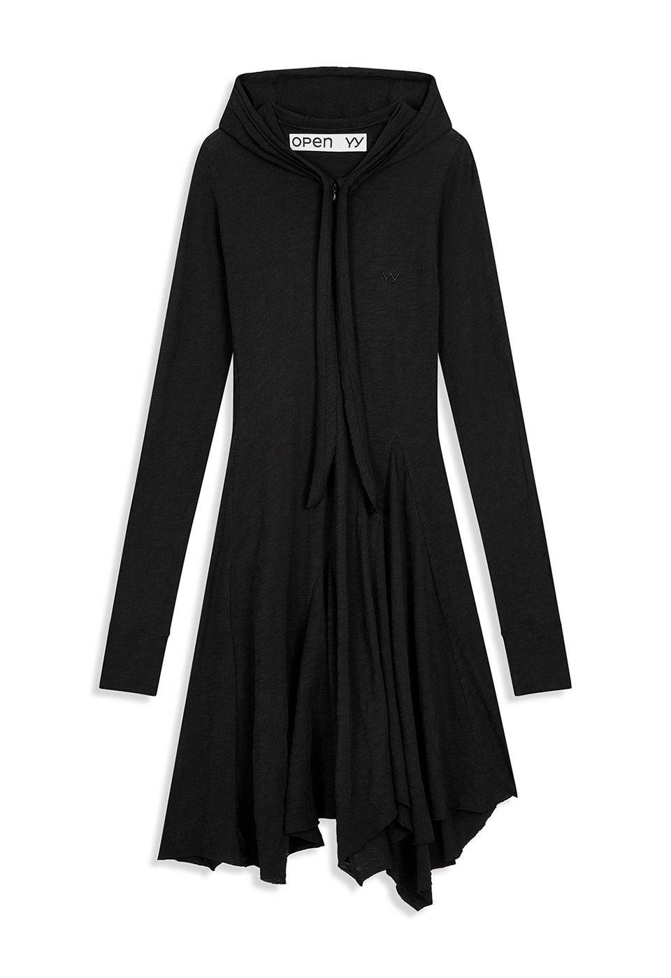 【OPEN Yy】 25FW HOODED JERSEY DRESS : BLACK