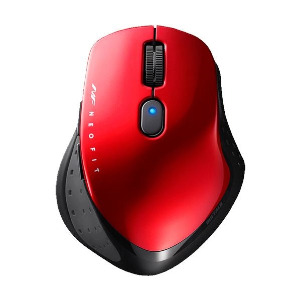 （まとめ） バッファロー 無線 BlueLED5ボタン ネオフィットマウス Mサイズ レッド BSMBW510MRD 1個 5セット