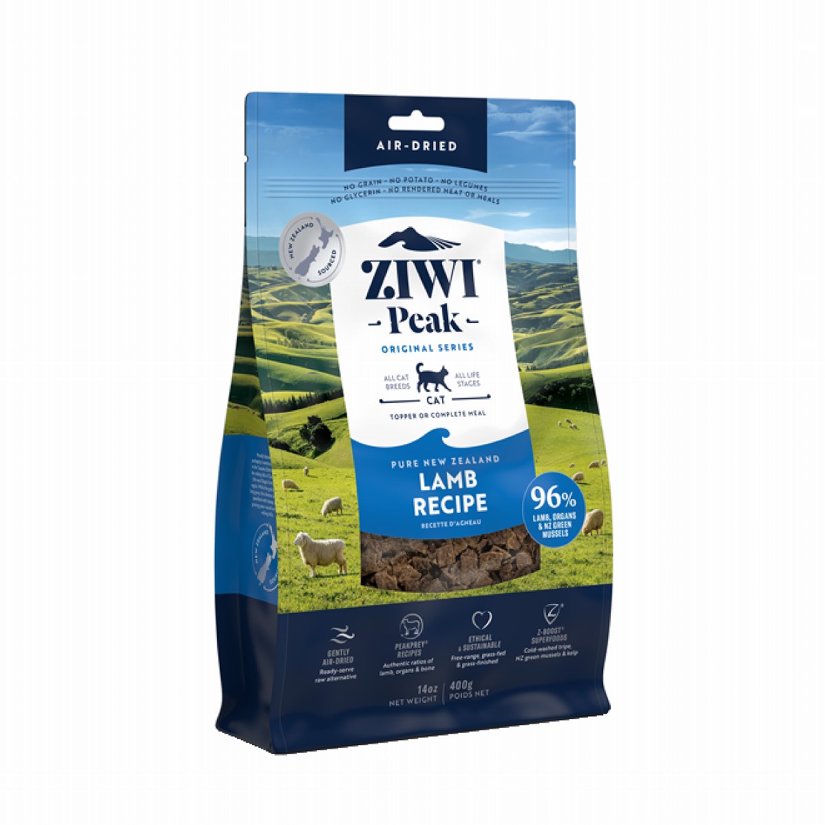 【おまけ付き】 ジウィピーク 猫 【NEWパッケージ】 ZIWI Peak エアドライキャットフード ラム400g【トッピングにおすすめ】【正規品】