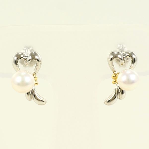PT900 プラチナ K18YG ピアス パール 総重量約3.8g ジュエリー 中古