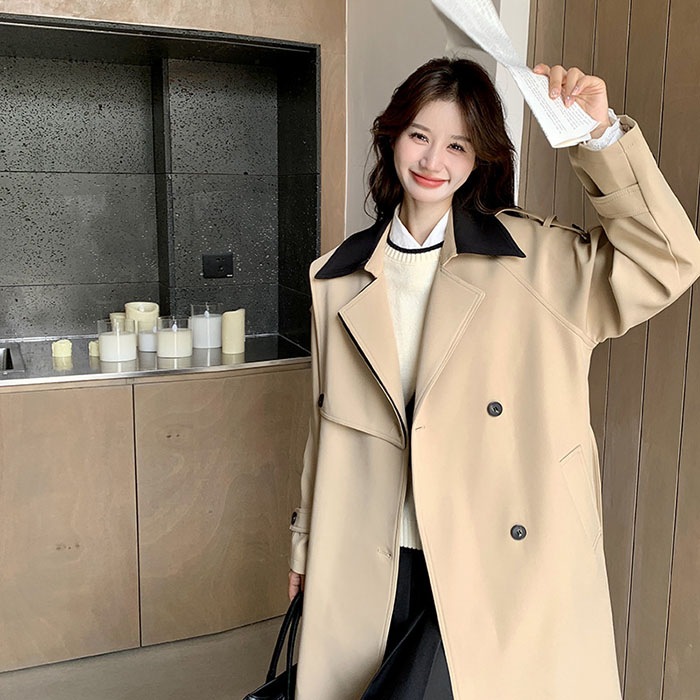 スプリングコート トレンチコート レディース アウター ジャケット 韓国ファッション ロングコート トレンチ Aライン 春 秋冬 大きいサイズ シンプル おしゃれ オリジナル カジュアル 上品 OL通