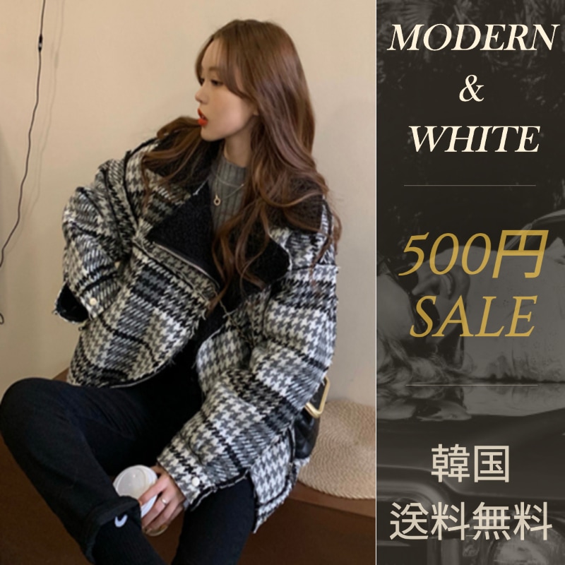 [MODERN&WHITE] HN103_ツイード ジャンパー 韓国 編集ショップ レディース 韓国