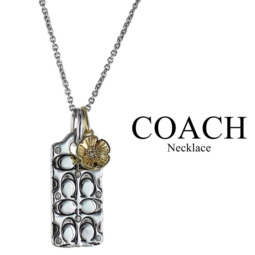 コーチ ネックレス レディース ブランド Cロゴ プレート シルバー チェーンネックレス 大人 かわいい おしゃれ シンプル 誕生日プレゼント 女性 結婚式 結婚記念日 プレゼント お祝い ギフト ジ