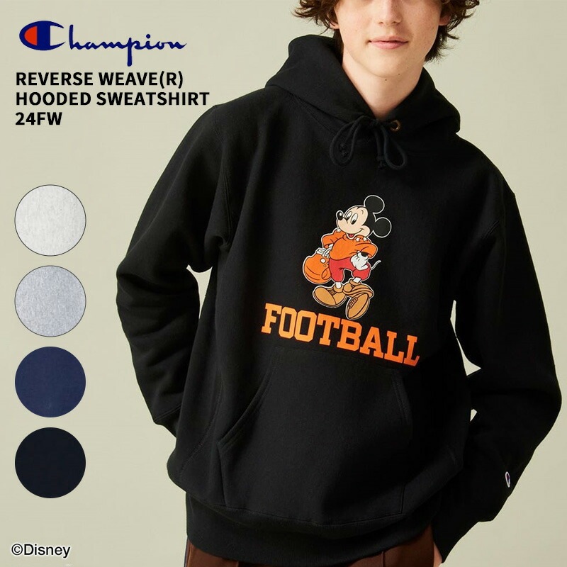 チャンピオン パーカー ミッキー Champion リバースウィーブ(R) フーデッドスウェットシャツ 24FW メンズカジュアル プルオーバー パーカー C3-A131 メンズ 長袖 トップス