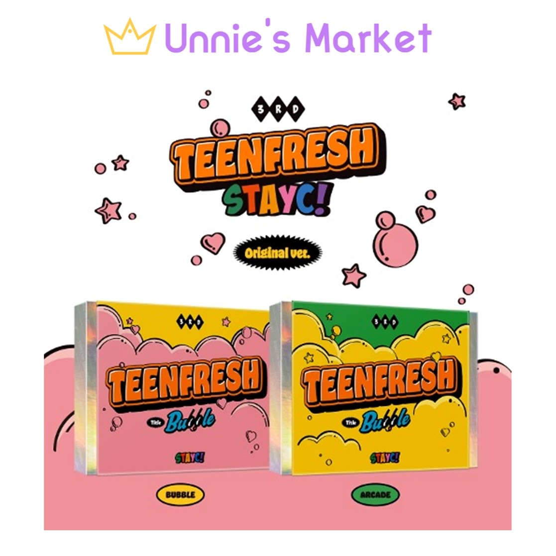 [SET]STAYC - TEENFRESH (BUBBLE ver. / ARCADE ver.) 3rd Mini Album + Free Gift(fan-made photocard 1ea 5,376円