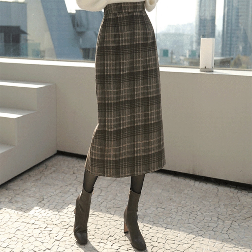 Click & Funny [ヤンブラッシュ] ロチェットスリットチェックスカート