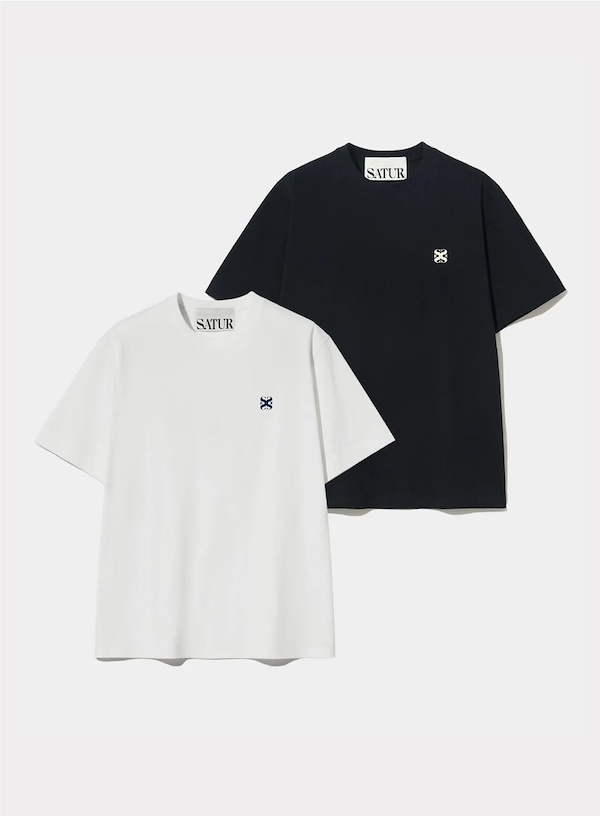 SATUR Tシャツ Qoo10 SATUR Small Logo Print Tシャ