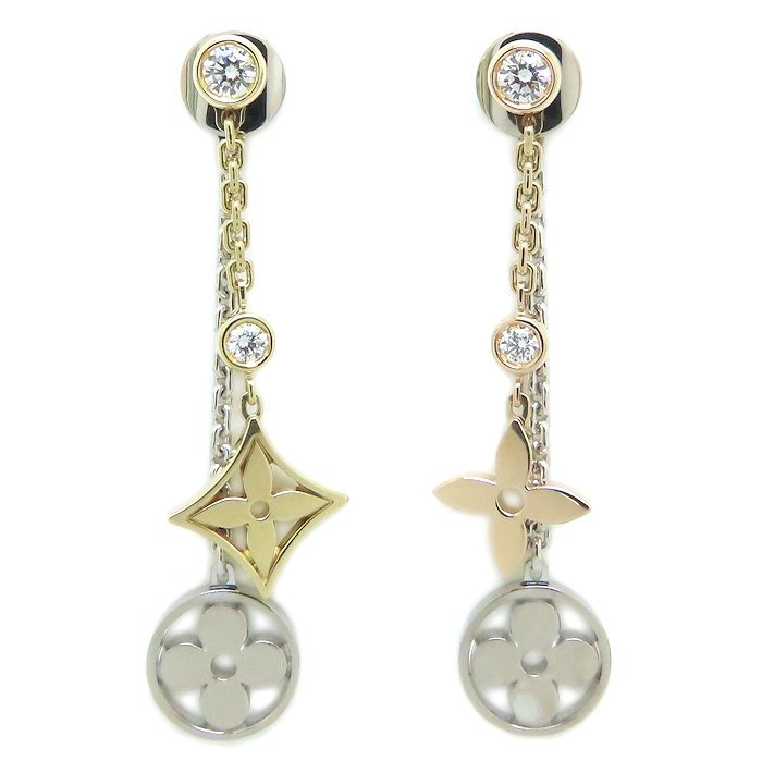 モノグラム イディール ダブル チェーン ピアス ダイヤモンド Q96413 レディース/294224【中古】