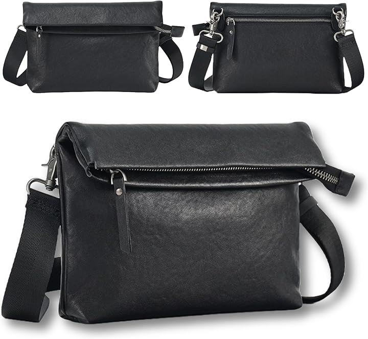 サコッシュ メンズ ショルダーバッグ 小さめ PUレザー 防水 軽量 斜めがけ 2way クラッチバッグ(ブラック)