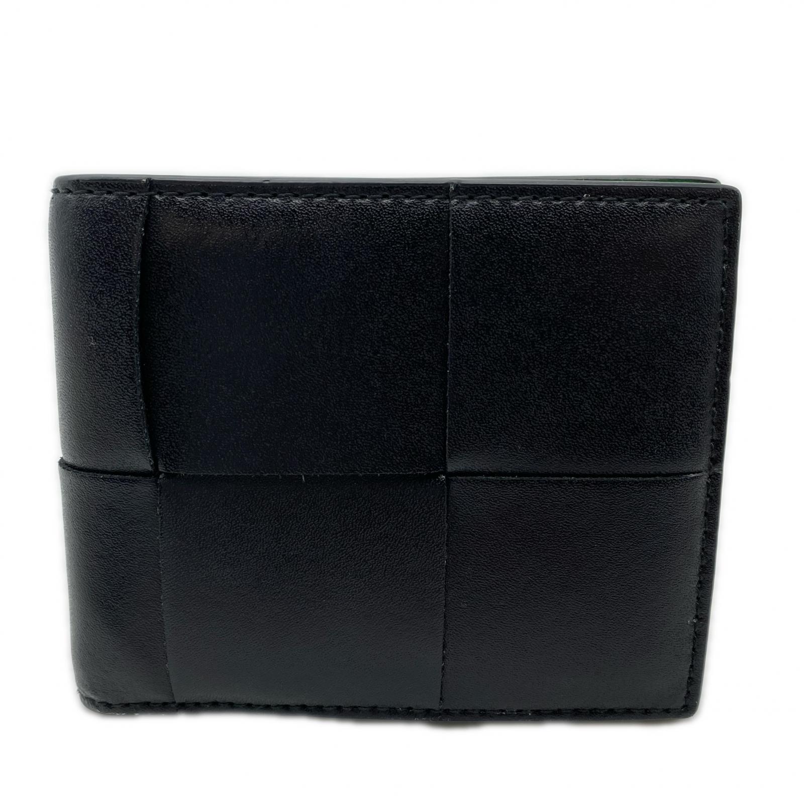 3日以内返品可 美品 二つ折り財布 マキシイントレチャート レザー 二つ折り財布 743004 ブラック グリーン カーフレザー メンズ