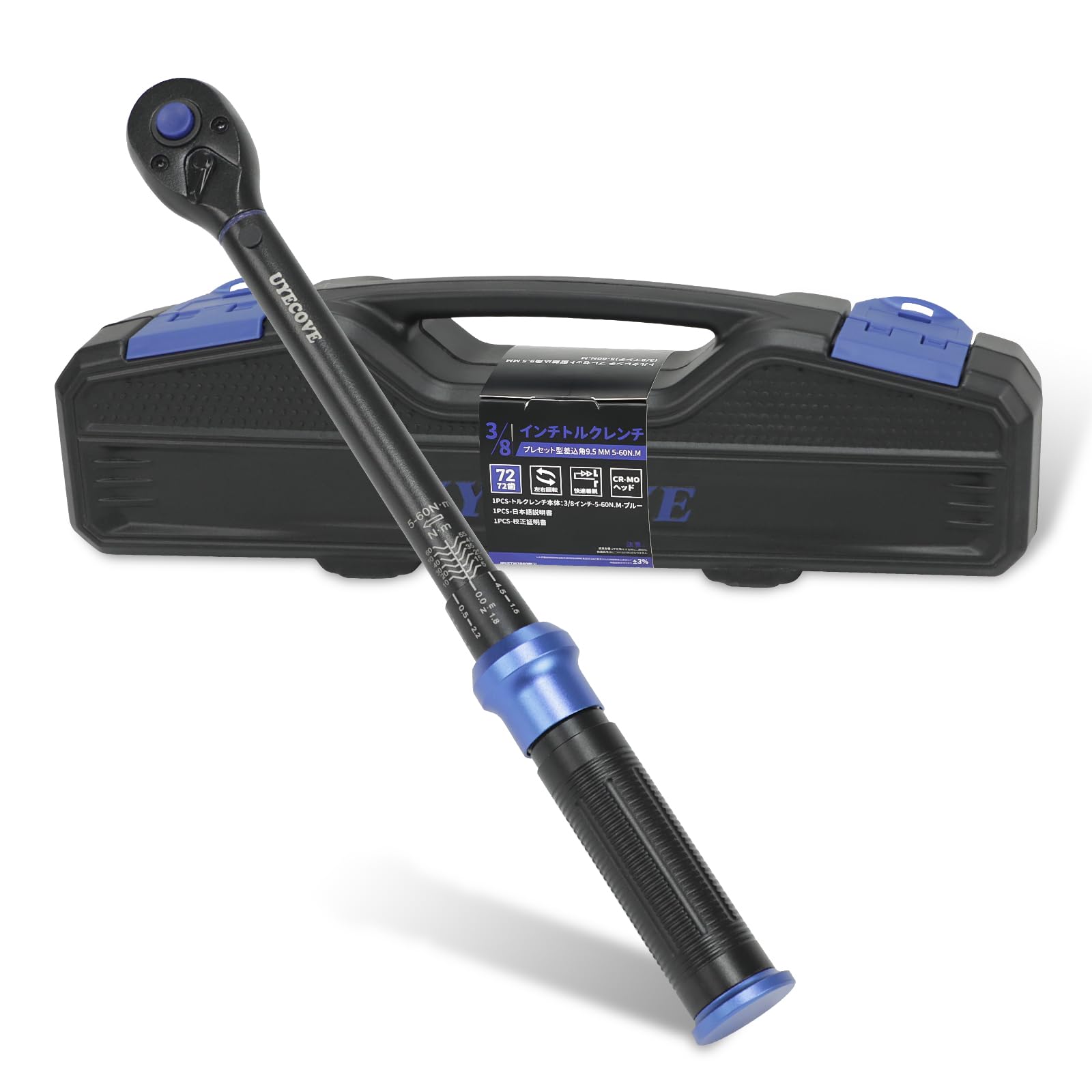 トルクレンチ バイク プレセット型 差込角9.5 mm (3/8インチ) 5-60N.m オートバイトルクレンチ 車 エンジン バイク修理工具 作業工具 機械の整備 高精度 ダブル目盛り 左右回転