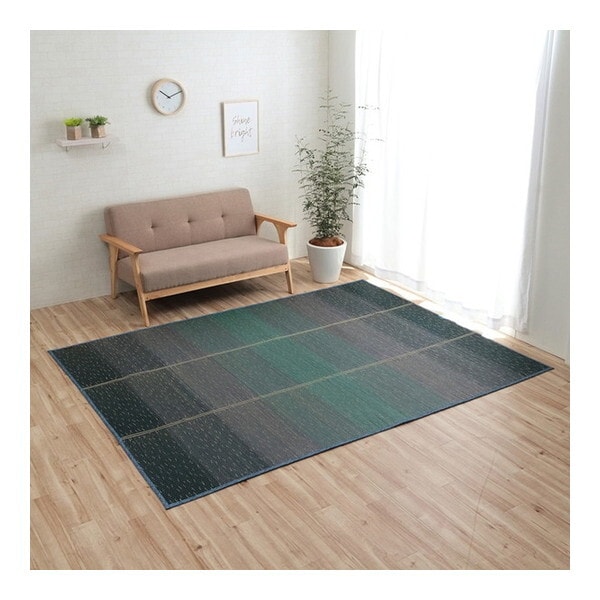 1060470044204 ラグ 小林製薬 持続性抗菌剤 KOBA-GUARD 制菌 抗菌防臭 滑り止め 不織布 夏 い草 グラデーション ブルー 約190×250cm メーカー直送