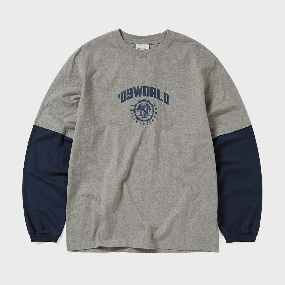 ディス・イズ・ネヴァー・ザットレイヤードL/S Tシャツダークヘザーグレー