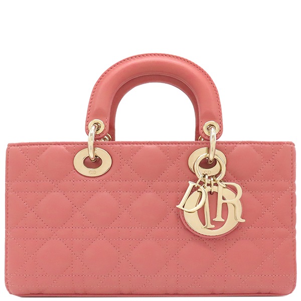 クリスチャン・ディオール Christian Dior 2WAYバッグ レディ D-ジョイ バッグ ラムスキン ピンク ゴールド金具 ハンドバッグ ショルダー 【保存袋】【中古】