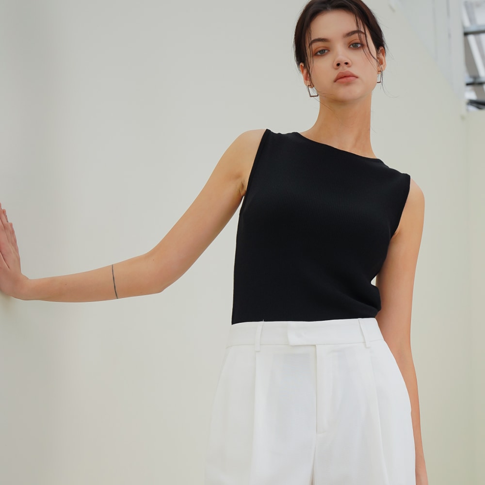 ACUD サマーウール ノースリーブニット_ブラック