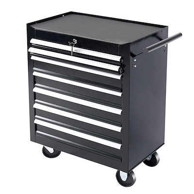 【国内即日発送】ローラーキャビネット 7段 ロールキャビネット ツールキャビネット ツールボックス 大型キャスター ブラック
