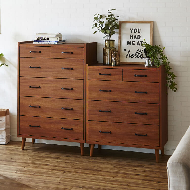 北欧風チェスト 5段ハイチェスト 大引出スライドレール デザインチェスト オシャレ 飾り棚 ボード