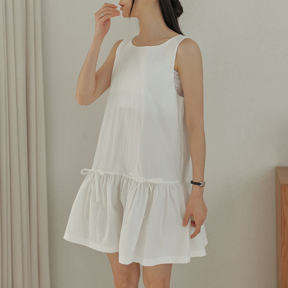 コベルストラップシャーリングスリーブレスミニワンピース