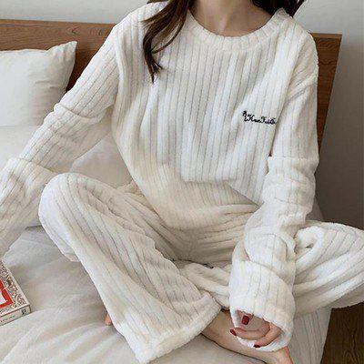 パジャマ レディース 冬 暖かい あたたか 女の子 秋 春 長袖 無地 ルームウェア セットアップ 上下セット ワンサイズ コットン 綿 部屋着 寝間着 おしゃれ シンプル かわいい お泊り ナイトウ