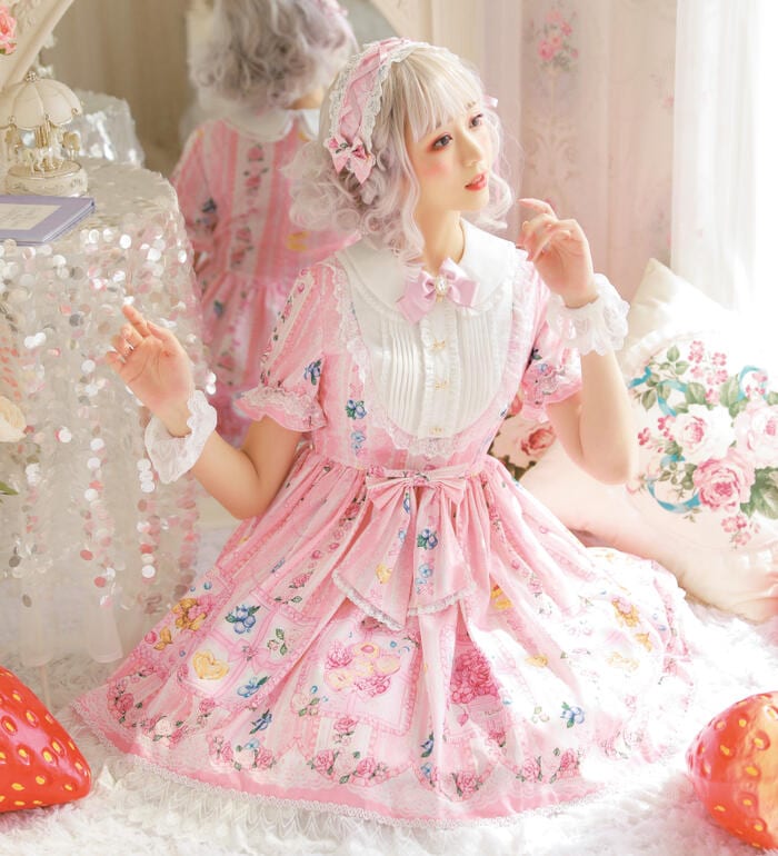 ロリータ ワンピース 半袖 秋 夏 春 レディース オリジナル ブルーベリー ロリィタ ゆめかわいい Lolita 甘い コスプレ デート 姫 甘ロリ