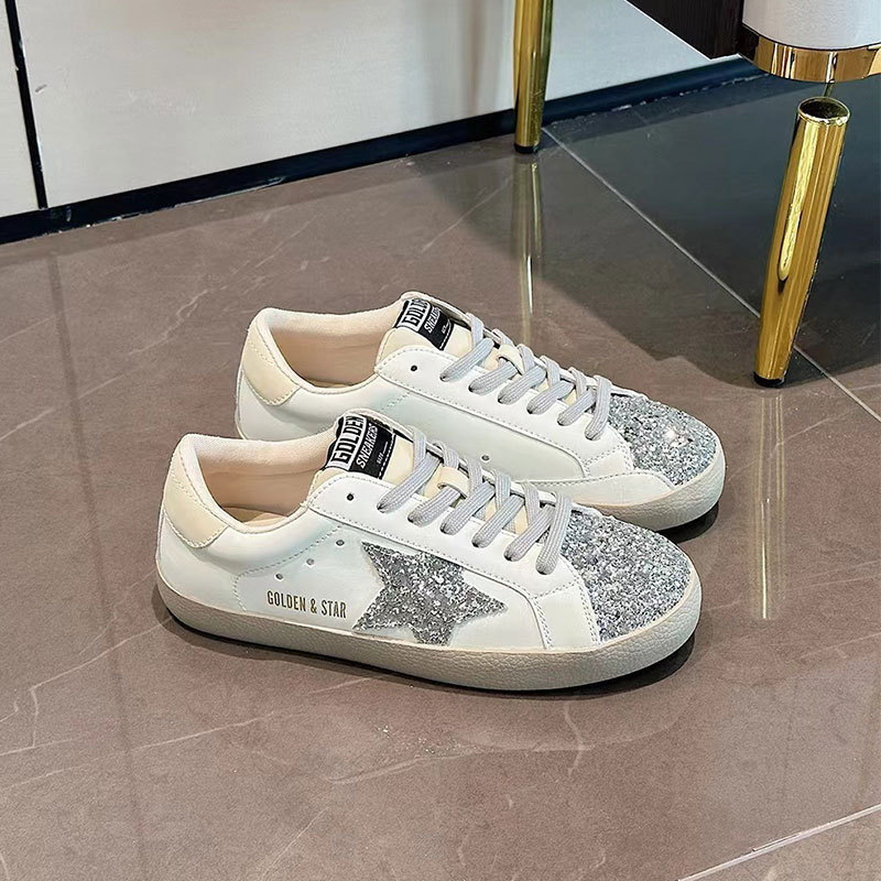 本革ダイヤモンドスターシューズレディース2025春新作ミントマンボレトロカラーマッチングアウトドアカジュアルネットセレブスニーカー